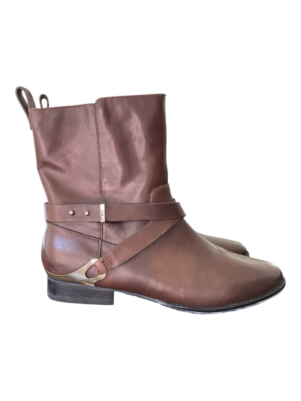 Elaine Turner Women’s Brown Leather Harness Boots - size 10